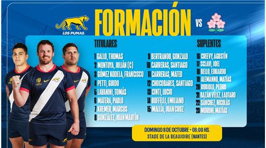 CON PETTI POR ALEMANNO, ARGENTINA REPITE EL EQUIPO DEL DEBUT EN "LA FINAL" ANTE JAPÓN