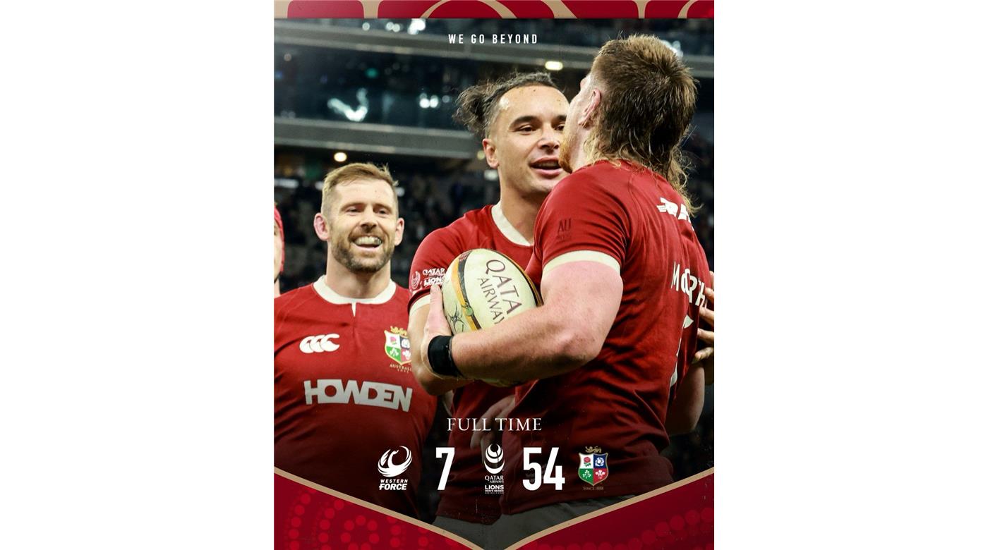 LOS BRITISH LIONS GOLEARON A WESTERN FORCE EN SU PRIMER PARTIDO DE LA GIRA POR AUSTRALIA 