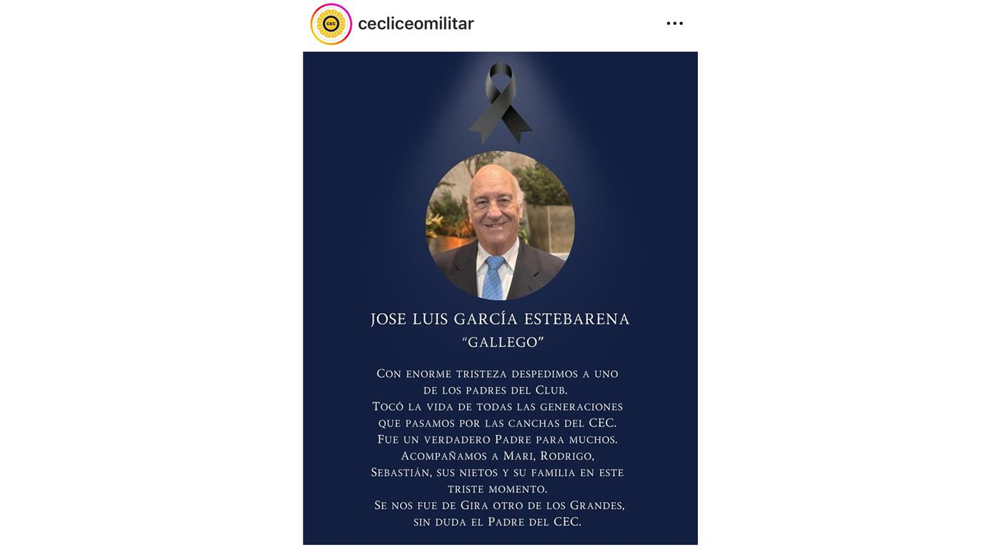 FALLECIÓ JOSÉ LUIS GARCÍA ESTEBARENA, REFERENTE MÁXIMO DE LICEO MILITAR 