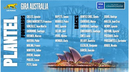 LA LISTA DE LOS PUMAS CONFIRMADA PARA LOS PARTIDOS EN AUSTRALIA 