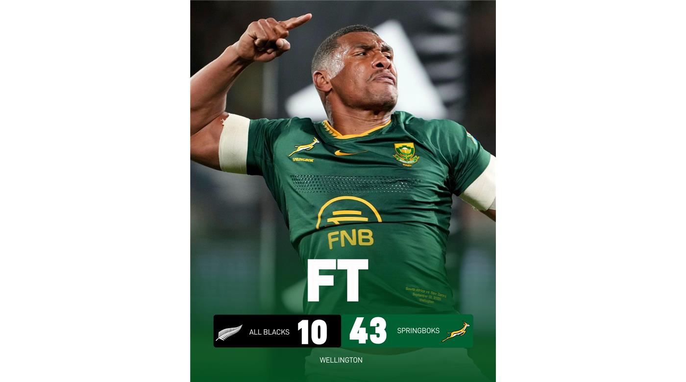 SUDÁFRICA Y UNA GOLEADA HISTÓRICA ANTE LOS  ALL BLACKS PARA VOLVER AL  NÚMERO UNO DEL RANKING