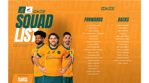 AUSTRALIA CON EL PLANTEL CONFIRMADO PARA MEDIRSE ANTE LOS ALL BLACKS