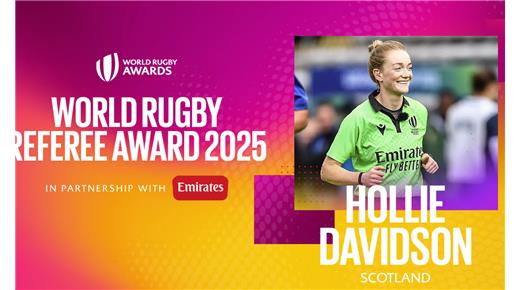 HOLLIE DAVIDSON RECIBIÓ LA DISTINCIÓN AL MEJOR ÁRBITRO DE WORLD RUGBY