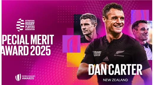 DAN CARTER RECIBIÓ EL PREMIO ESPECIAL AL MÉRITO DE LA ASOCIACIÓN INTERNACIONAL DE JUGADORES DE RUGBY
