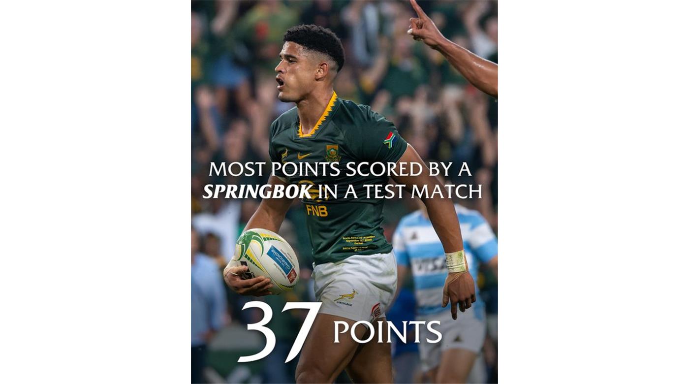 LOS 37 PUNTOS DE MNGOMEZULU, EL NUEVO RÉCORD DEL RUGBY CHAMPIONSHIP
