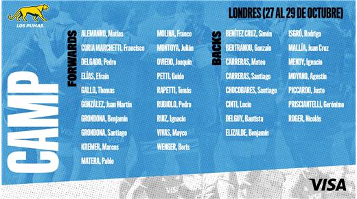 LA LISTA DE LOS PUMAS QUE SE JUNTARÁN EN LONDRES PARA REALIZAR UN NUEVO CAMP ANTES DE LA VENTANA DE NOVIEMBRE
