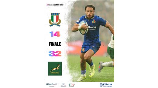 SUDÁFRICA SE QUEDÓ CON LA VICTORIA, ANTE UN ITALIA QUE SE LA HIZO DIFICIL