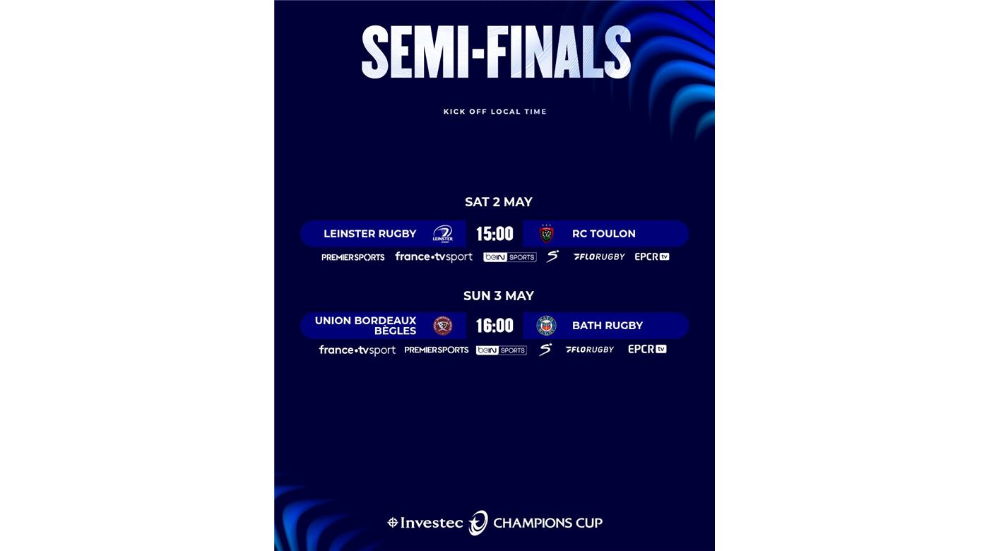 LAS SEMIFINALES DE LA CHAMPIONS CUP Y DE CHALLENGE CUP YA TIENEN FECHAS Y HORARIOS 