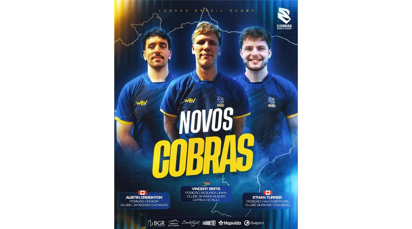 COBRAS BRASIL RUGBY FICHÓ A TRES NUEVOS JUGADORES INTERNACIONALES  