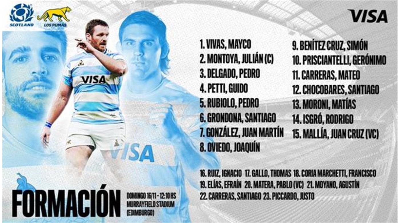 LOS PUMAS Y EL EQUIPO CONFIRMADO PARA ENFRENTAR A ESCOCIA