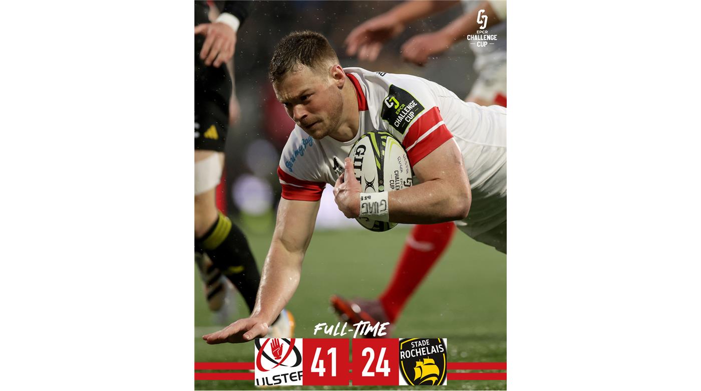 JOEL SCLAVI APOYÓ UN TRY EN LA ELIMINACIÓN DE LA ROCHELLE ANTE ULSTER EN LA CHALLENGE CUP. 